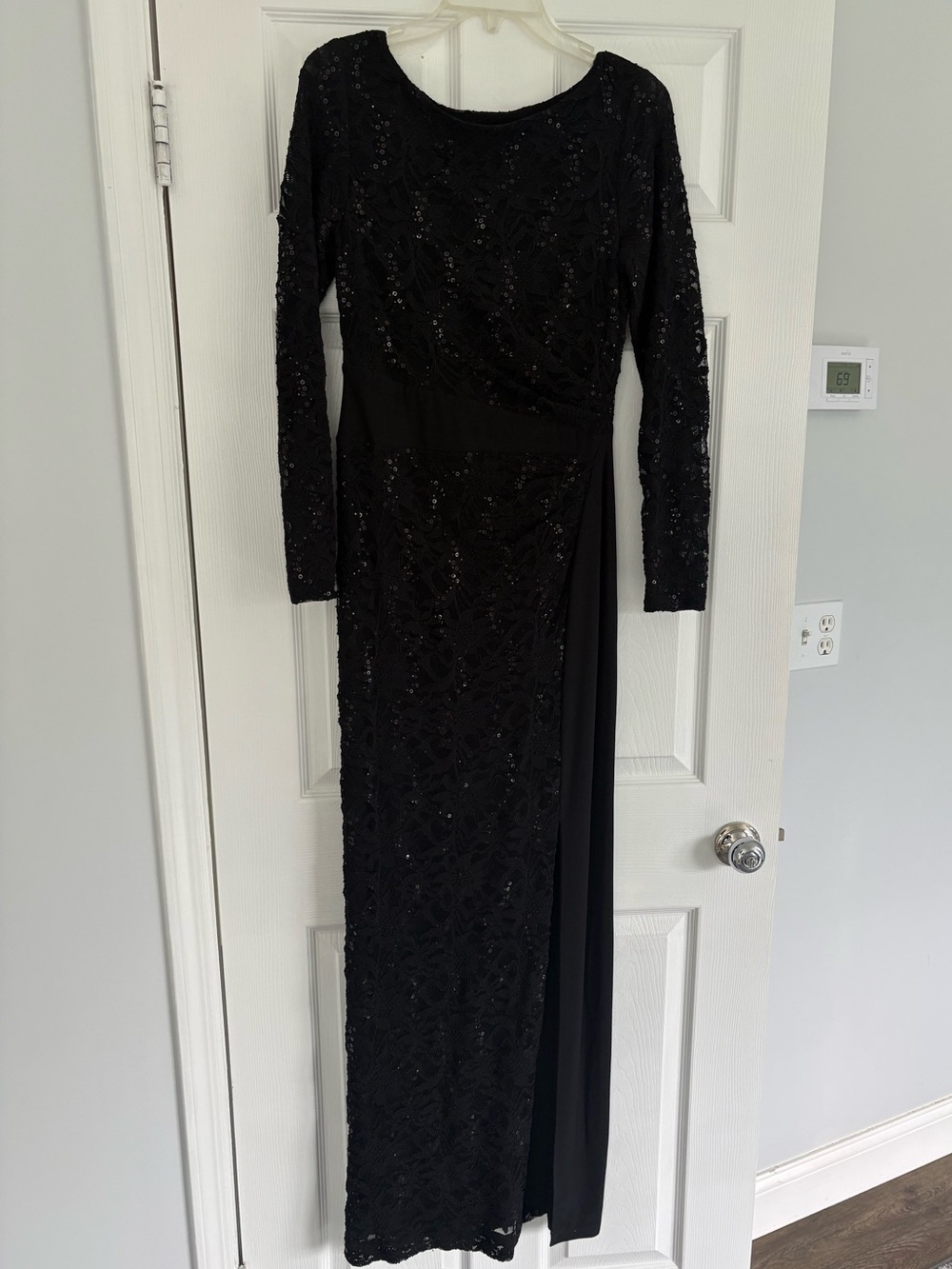 Ralph Lauren Black Long Sleeve Sequin Gown